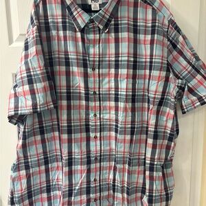 Men's Plaid Shirt - Blue, Red, and White
